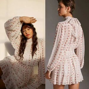 Anthropologie Let Me Be Mock Neck Sheer Mini Dress Size Small NWOT $170